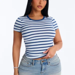 Taylor Striped Crew Neck Short Sleeve Top