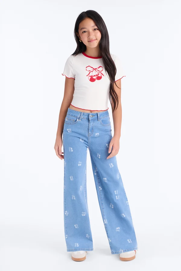 Mini Cherry On Top Wide Leg Jeans
