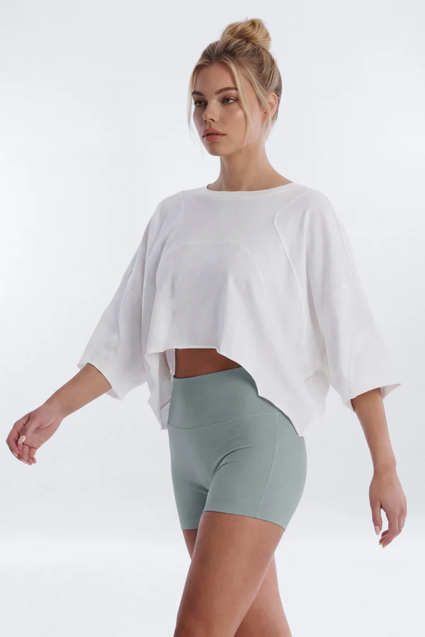 Cotton Jersey Oversized Stitched Short Sleeve Top