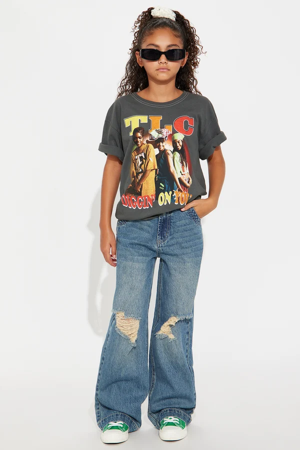 Mini How It Goes Ripped Wide Leg Jeans