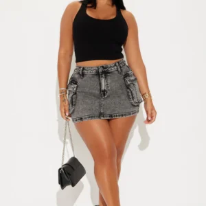 Davi Mineral Wash Denim Mini Skirt