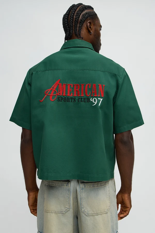 Cropped American Sports Club Mechanic Button Up Shirt