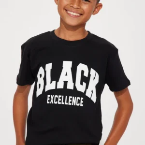 Mini Black Excellence Varsity Short Sleeve Tee