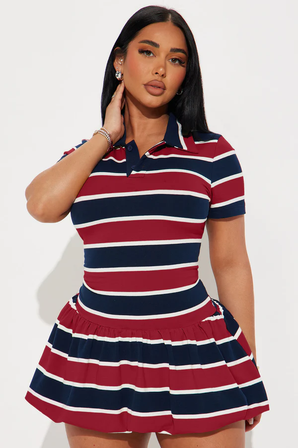 Hayes Striped Bubble Micro Mini Dress