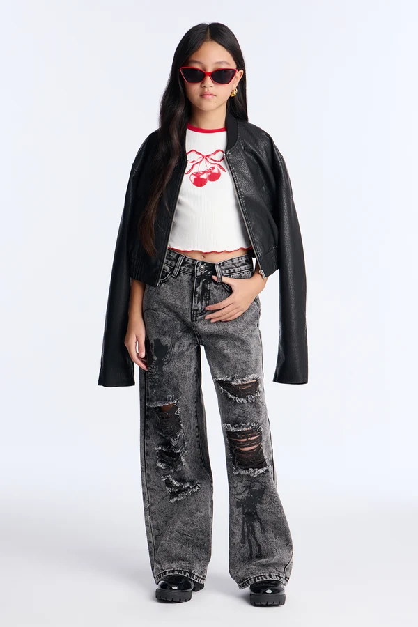 Mini Off The Rip Wide Leg Jeans