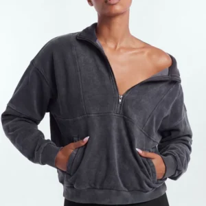 French Terry Half Zip Pullover Jacket