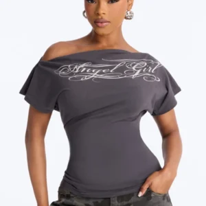 Angel Girl Off Shoulder Fitted Tee